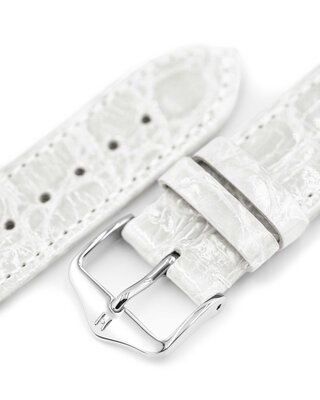 Uhrenarmband Hirsch Genuine Croco L 01808000-2, weiß, Krokodilleder, Länge L, Quick Release