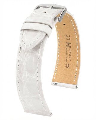Uhrenarmband Hirsch Genuine Croco L 01808000-2, weiß, Krokodilleder, Länge L, Quick Release