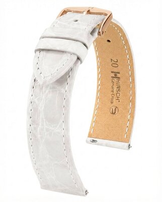 Leder-Uhrenarmband Hirsch Genuine Croco L 01808000-7, weiß, Krokodilleder, Länge L, Quick Release