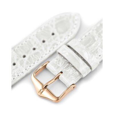 Leder-Uhrenarmband Hirsch Genuine Croco L 01808000-7, weiß, Krokodilleder, Länge L, Quick Release