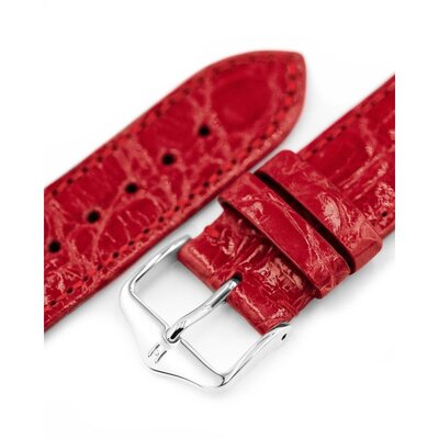 Leder-Uhrenarmband Hirsch Genuine Croco L 01808020-2, rot, Krokodilleder, Länge L, Quick Release