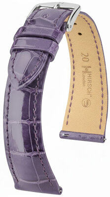 Leder-Uhrenarmband Hirsch London L 04307084-2, lila, Alligatorleder, Länge L, Quick Release