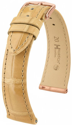 Uhrenarmband Hirsch London L 04307090-7, beige, Alligatorleder, Länge L, Quick Release