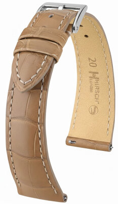 Uhrenarmband Hirsch London L 04307099-2, beige, Alligatorleder, Länge L, Quick Release