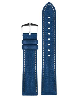 Leder-Uhrenarmband Hirsch Boston L 01302080-2, blau, Kalbsleder, Länge L, Quick Release