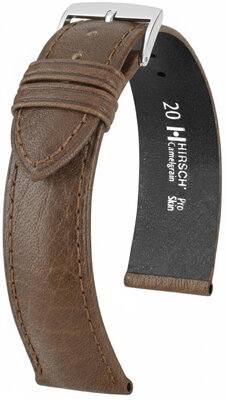 Leder-Uhrenarmband Hirsch Camelgrain XL 01009215-2, braun, Kalbsleder, Länge XL