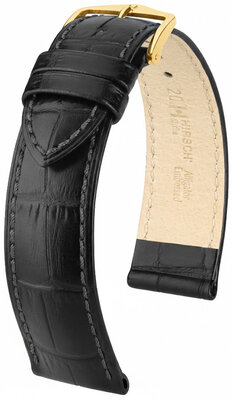 Lederband Hirsch Duke 01028150NQ-1, schwarz, Kalb
