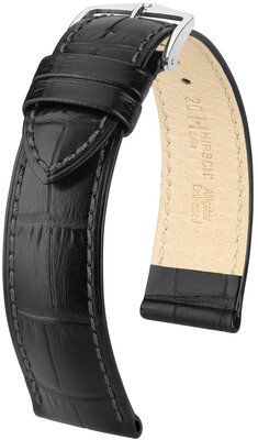 Lederband Hirsch Duke 01028150NQ-2, schwarz, Kalb