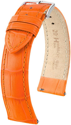Leder-Uhrenarmband Hirsch Duke L 01028076-2, orange, Kalbsleder, Länge L, Quick Release