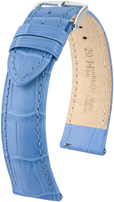 Leder-Uhrenarmband Hirsch Duke L 01028083-2, blau, Kalbsleder, Länge L, Quick Release