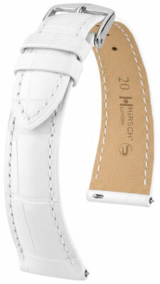 Lederband Hirsch London 04207109-2, Weiß, Alligatorenhaut, Quick Release