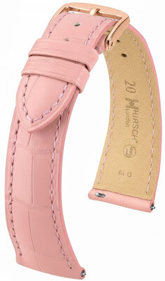 Lederband Hirsch London 04207122-7, Rosa, Alligatorenhaut, Quick Release