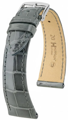 Lederband Hirsch London 04207130-2, Grau, Alligatorenhaut, Quick Release