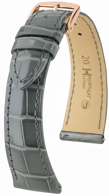 Lederband Hirsch London 04207130-7, Grau, Alligatorenhaut, Quick Release