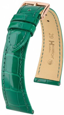 Lederband Hirsch London 04207140-7, Grün, Alligatorenhaut, Quick Release