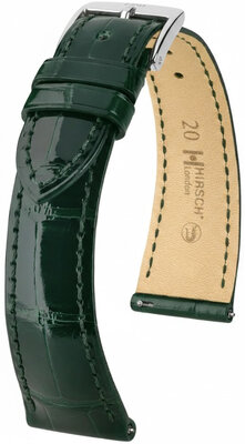 Lederband Hirsch London 04207141-2, Grün, Alligatorenhaut, Quick Release