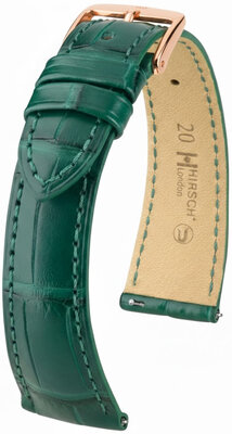 Lederband Hirsch London 04207149-7, Grün, Alligatorenhaut, Quick Release