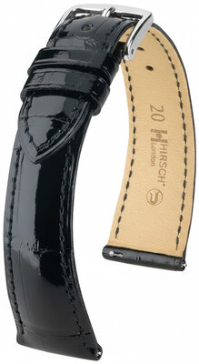 Lederband Hirsch London 04207150-2, schwarz, Alligatorenhaut, Quick Release