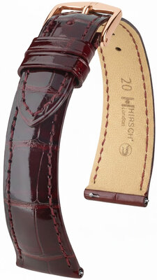 Lederband Hirsch London 04207160-7, Rot, Alligatorenhaut, Quick Release