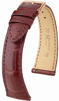Lederband Hirsch London 04207169-7, Rot, Alligatorenhaut, Quick Release