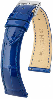 Lederband Hirsch London 04207182-2, Blau, Alligatorenhaut, Quick Release