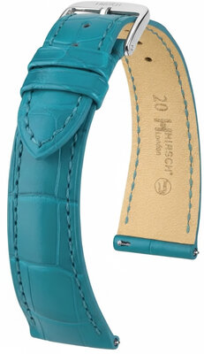 Lederband Hirsch London 04207183-2, Blau, Alligatorenhaut, Quick Release