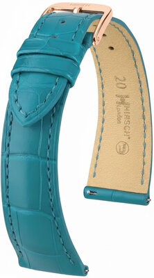Lederband Hirsch London 04207183-7, Blau, Alligatorenhaut, Quick Release