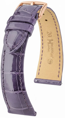 Lederband Hirsch London 04207184-7, lila, Alligatorenhaut, Quick Release