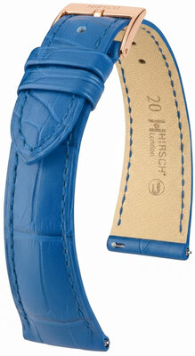 Lederband Hirsch London 04207185-7, Blau, Alligatorenhaut, Quick Release