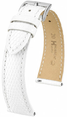 Lederband Hirsch London 04266100-2, Weiß, Eidechsenhaut, Quick Release