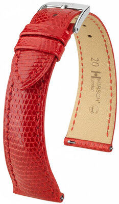 Lederband Hirsch London 04266120-2, Rot, Eidechsenhaut, Quick Release
