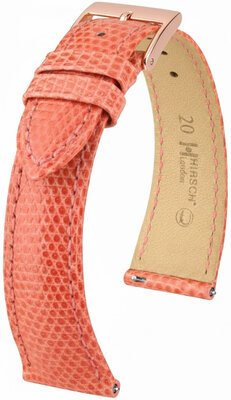 Lederband Hirsch London 04266122-7, orange, Eidechsenhaut, Quick Release