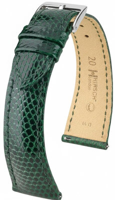Lederband Hirsch London 04266140-2, Grün, Eidechsenhaut, Quick Release