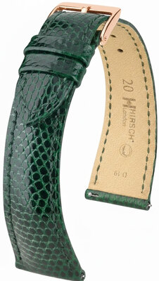 Lederband Hirsch London 04266140-7, Grün, Eidechsenhaut, Quick Release