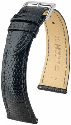 Lederband Hirsch London 04266150-2, schwarz, Eidechsenhaut, Quick Release