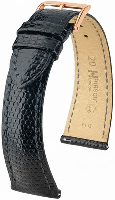 Lederband Hirsch London 04266150-7, schwarz, Eidechsenhaut, Quick Release