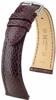 Lederband Hirsch London 04266160-2, Rot, Eidechsenhaut, Quick Release