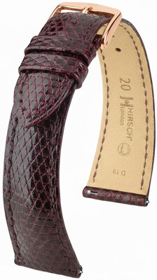 Lederband Hirsch London 04266160-7, Rot, Eidechsenhaut, Quick Release