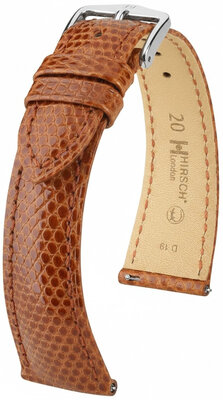 Lederband Hirsch London 04266170-2, Braun, Eidechsenhaut, Quick Release