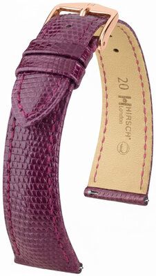 Lederband Hirsch London 04266187-7, lila, Eidechsenhaut, Quick Release