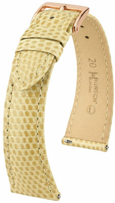 Lederband Hirsch London 04266190-7, Beige, Eidechsenhaut, Quick Release