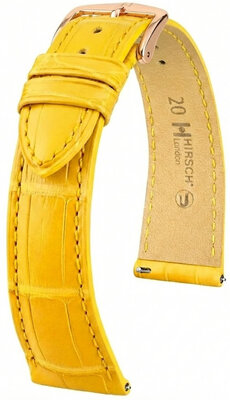 Leder-Uhrenarmband Hirsch London L 04207072-7, gelb, Alligatorleder, Länge L, Quick Release