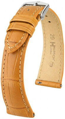 Leder-Uhrenarmband Hirsch London L 04207075-2, braun, Alligatorleder, Länge L, Quick Release