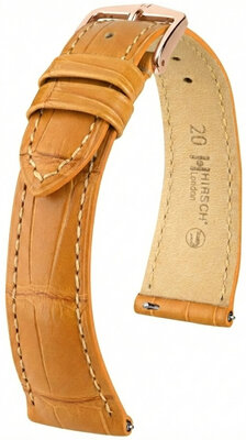 Leder-Uhrenarmband Hirsch London L 04207075-7, braun, Alligatorleder, Länge L, Quick Release