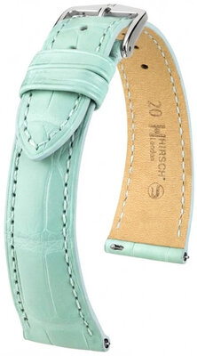 Leder-Uhrenarmband Hirsch London L 04207081-2, blau, Alligatorleder, Länge L, Quick Release