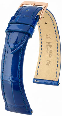 Leder-Uhrenarmband Hirsch London L 04207082-7, blau, Alligatorleder, Länge L, Quick Release