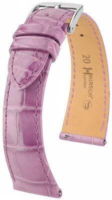 Leder-Uhrenarmband Hirsch London L 04207087-2, violett, Alligatorleder, Länge L, Quick Release