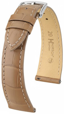 Uhrenarmband Hirsch London L 04207099-2, beige, Alligatorleder, Länge L, Quick Release