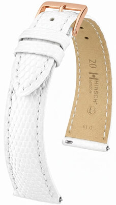 Leder-Uhrenarmband Hirsch London L 04266000-7, weiß, Echsenleder, Länge L, Quick Release