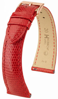 Leder-Uhrenarmband Hirsch London L 04266020-7, rot, Echsenleder, Länge L, Quick Release